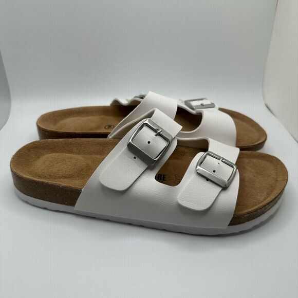 CUSHIONAIRE Women's Cork Footbed Sandal With +Comfort 10 WHITE - Picture 1 of 7